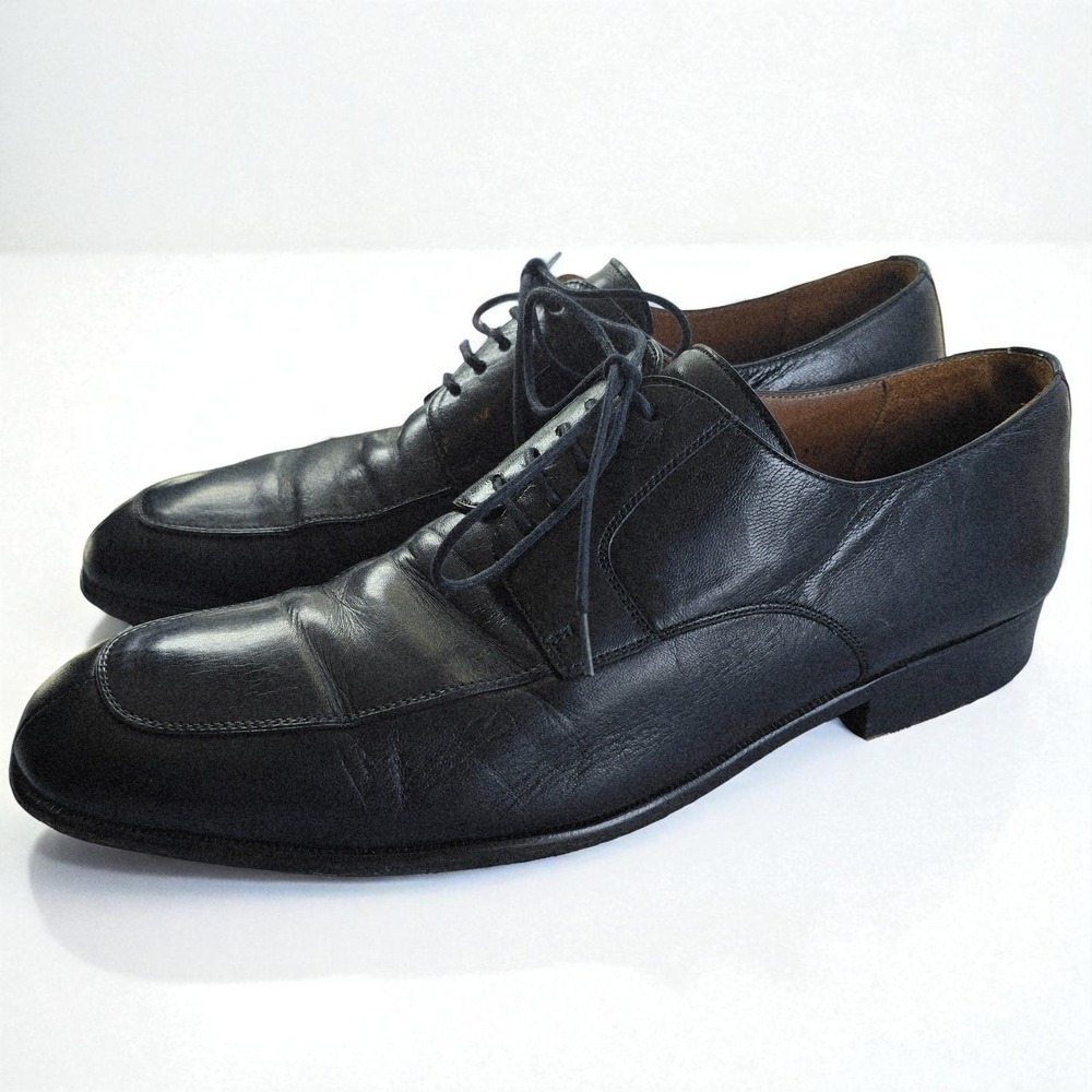Magnanni Mens Black Leather Lace Up Oxfords Dress Shoes EU 43.5 US 10 M Spain